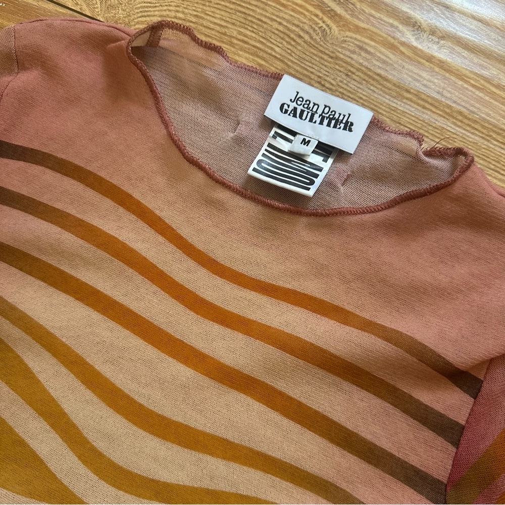 [jean paul gaultier] body morphing stripes crop mesh top - Picture 10 of 14